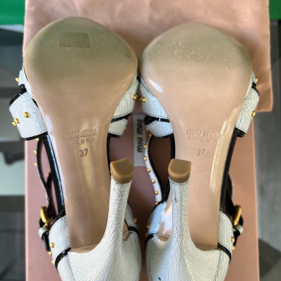 Miu Miu Crackled Leather Stud Heels - Picture 3 of 6